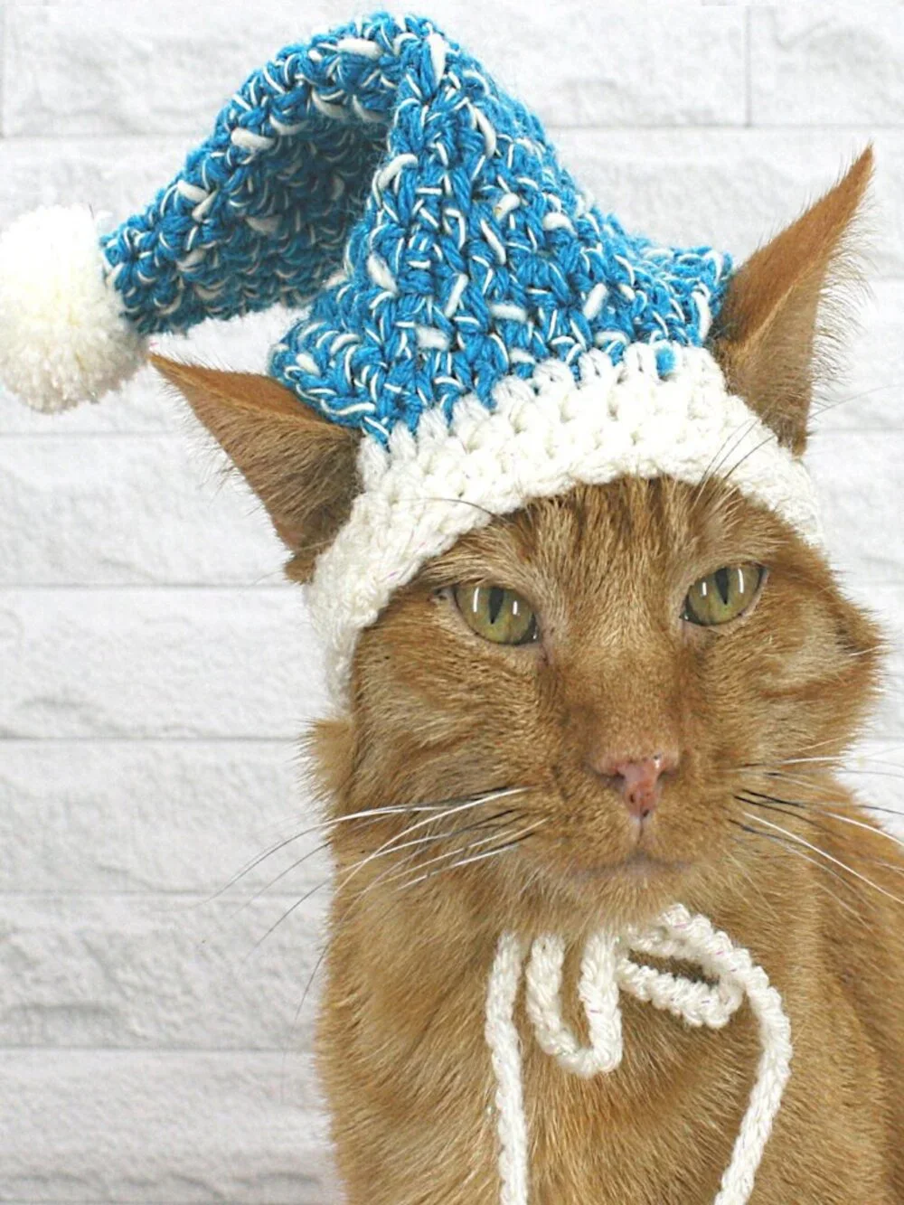 HAND CRAFTED Crochet Stocking Cap Blue Hat Costume Photo Prop Ski Trip